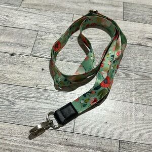 Handmade floral lariat ID office career holder